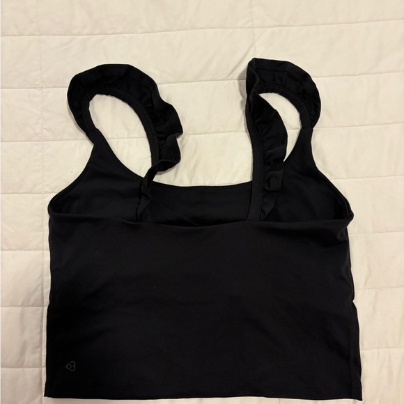 Blogilates Black Ruffle Strap Crop Top - Picture 3 of 4